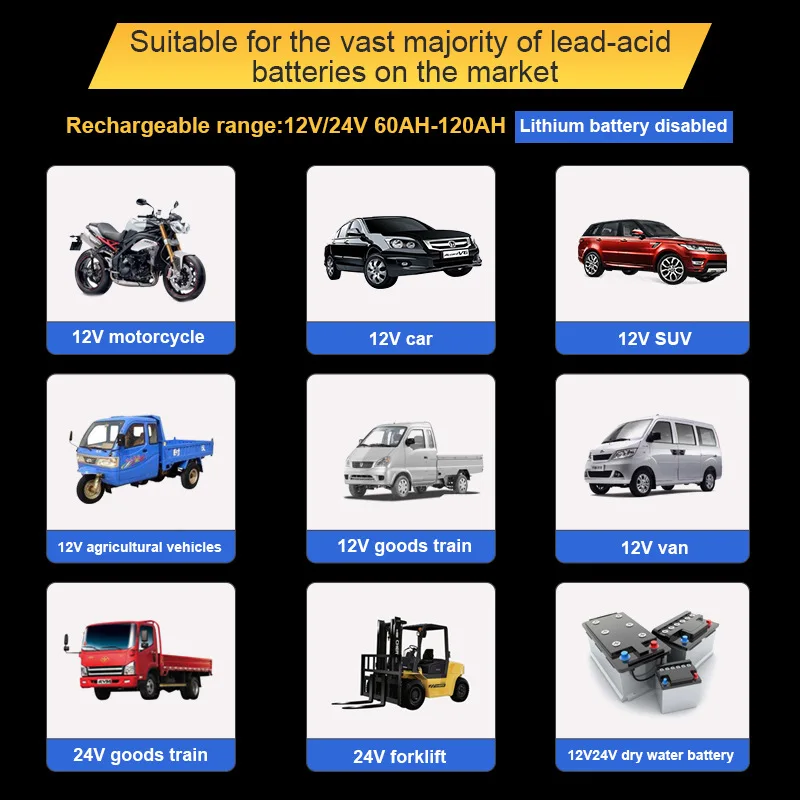 Cargador de batería de coche de la UE, reparación de Pulsos Eléctricos de 12V, 2A, batería de plomo ácido seca y húmeda con pantalla LED, cargador de batería de Moto y camión