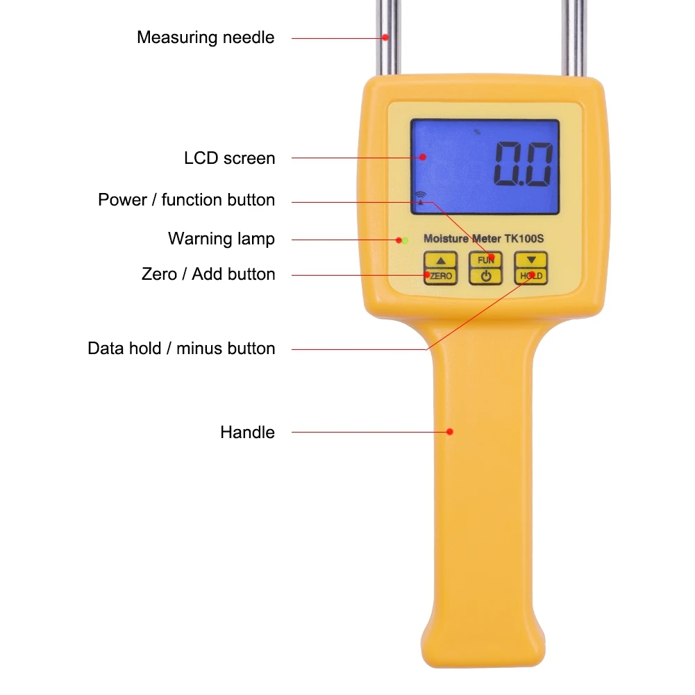 Digital Moisture Meter Portable Grain Moisture Meter Use for Corn,Wheat,Rice,Bean,Wheat Flour TK100S