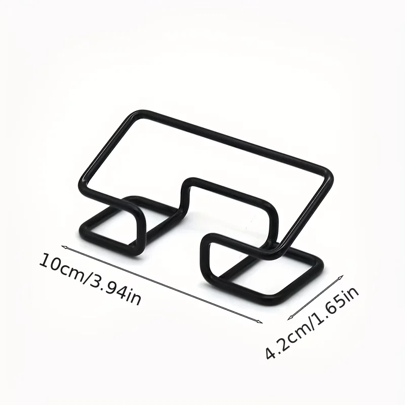 1 Pc Heavy-Duty Iron Business Card Holder, Elegant  Design, Sturdy Metal Desk Stand with Curved Top & Open Base