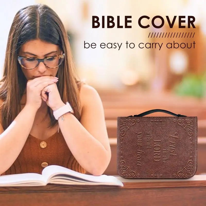 

Vintage Bible Cover Case PU Leather Carrying Bag Protective Case Portable Carrying Case Church Bags With Handle For Worship