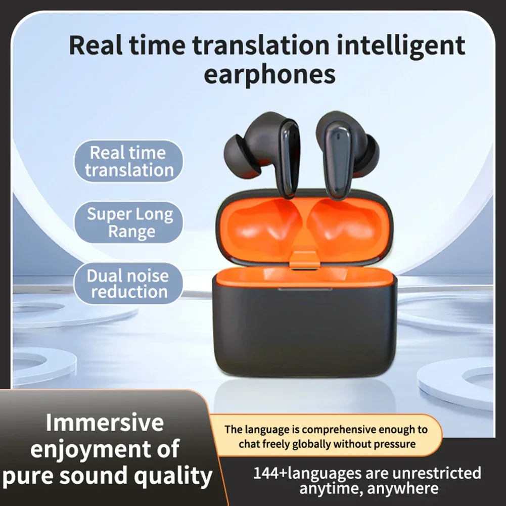 Casque de traduction Bluetooth sans fil intelligent, 144 langues, langue en ligne, écouteurs de traduction, voyage à l'étranger