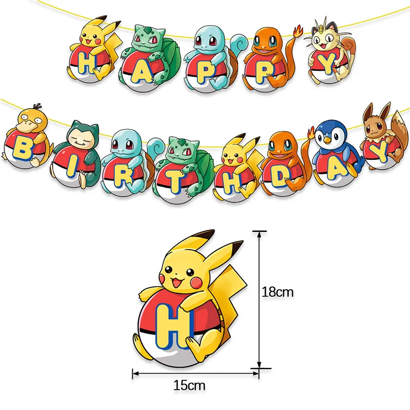 Pokémon Characters Thème ixpour Enfants, Carnaval, Noël, Décorer délibérément Anime, Bande Dessinée, Périphérique, Bannières, Inserts De Gâteau, Ballon, Vente En Gros