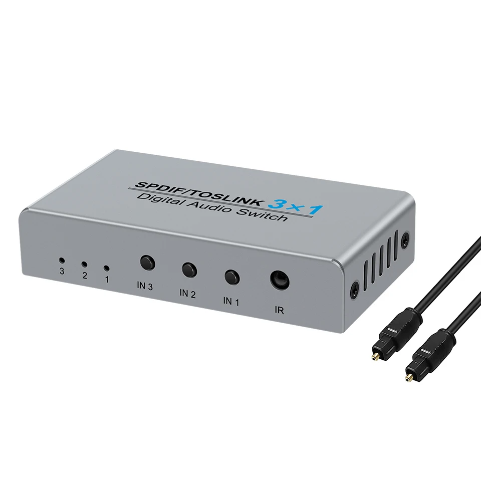 SPDIF Toslink 3-in-1 switch, Digital fiber SPDIF splitter, with infrared control，Digital Optical Audio Splitter 3x1 (3/1 input)