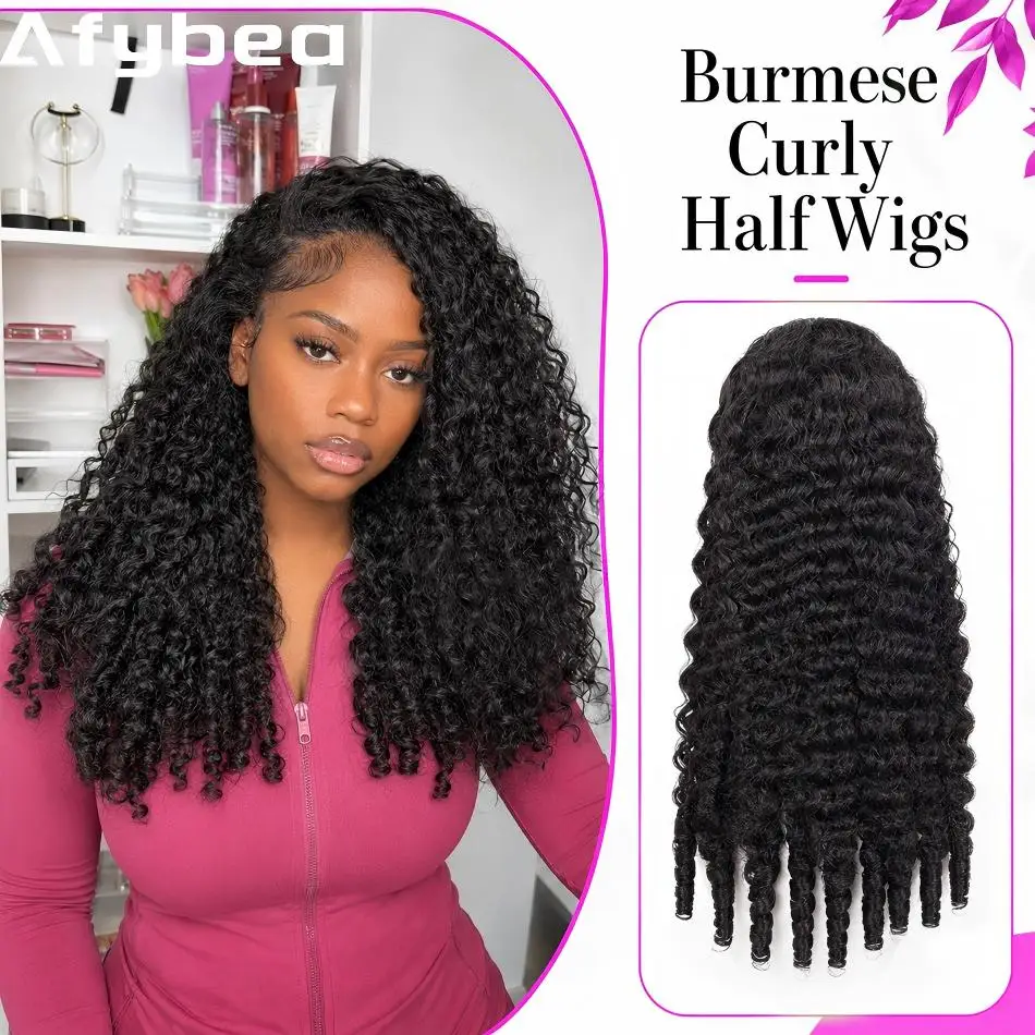 

13X6 Hd Lace Frontal Wig Burmese Curly Human Hair Wigd Pre Plucked Pre Bleached For Black Women 250 Density With Baby Hair 28In