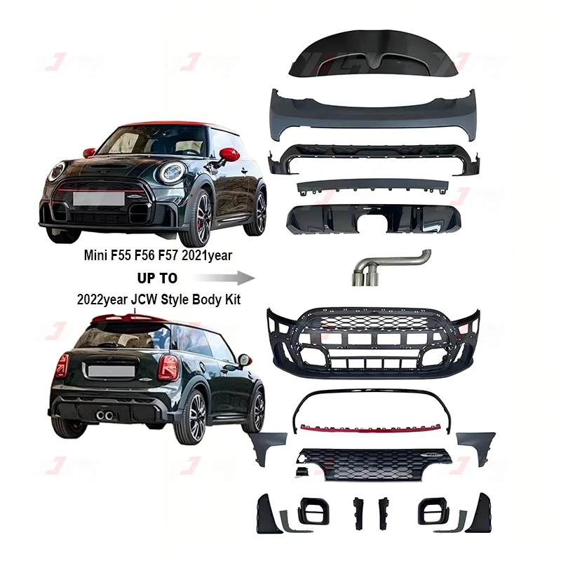 XDSPp Material Front Bumper Rear Bumper Body Kits For Mini Cooper F55 F56 F57 2021 Upgrade To 2022 Jcw Style Body Kit