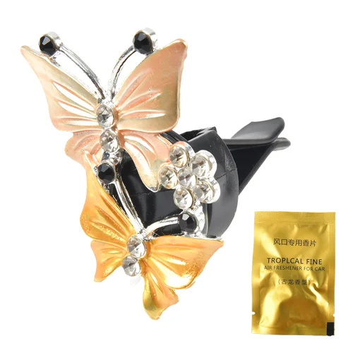 Imagen 2 del producto Ambientador de aire mariposa estilo coche Perfume de coche olor Natural aire acondicionado mariposa diamante aromaterapia Clip
