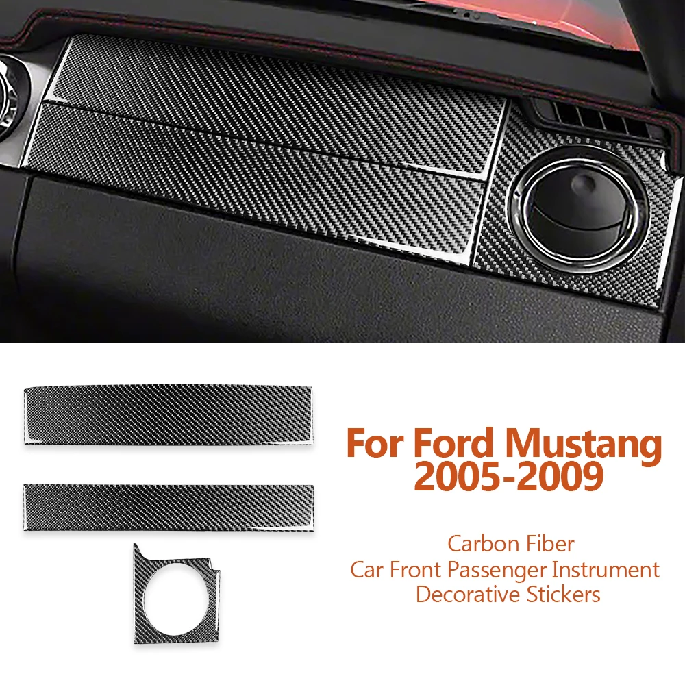 

For Ford Mustang 2005-2009 Carbon Fiber Car Front Passenger Instrument Decorative Sticker Auto Interior Modification Accesorios
