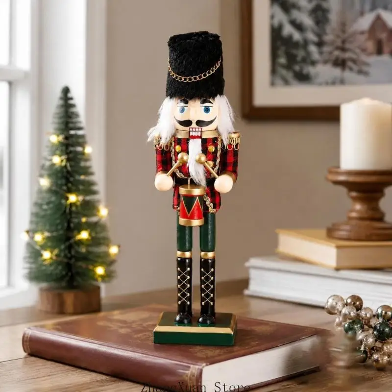 Bunte hölzerne Nussknacker-Soldatenfigur für saisonale Heimdekoration 3XUF – Detail 4