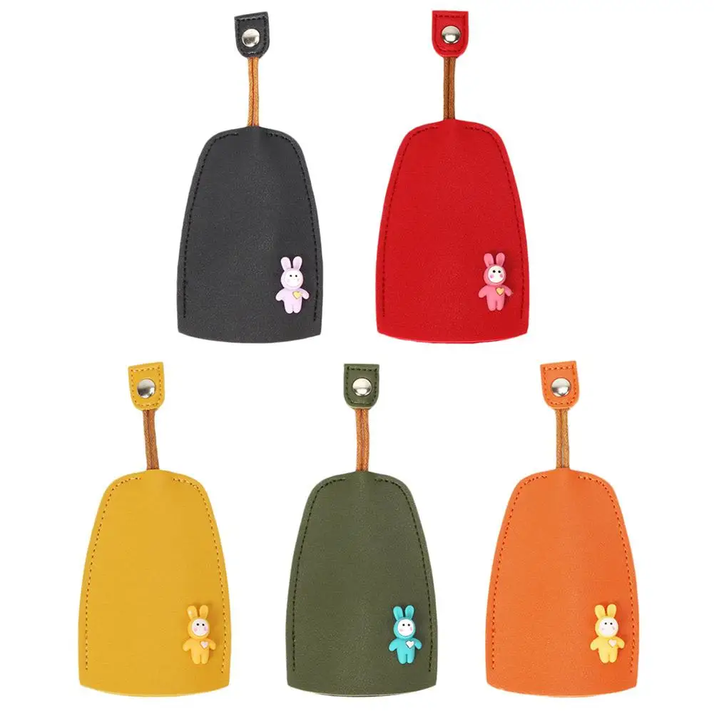 Pull Type Key Holder For Keys, Unisex Keychain Pouch, Cute Wallet, Mini Car Key Case, Desenhos animados, Coelho, Gato, Couro Key Box