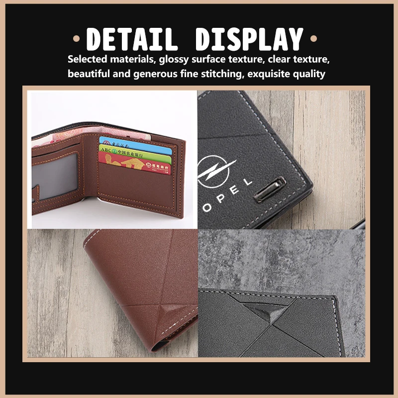 For Opel Car Styling Men Fashion Short Wallet Coin Purse Credit Card Organiser Accessories Insignia Corsa Grandland Antara