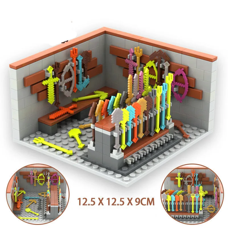 MOC Set jeu mon monde armes maison paquet accessoires blocs de construction jouets compatibles Steve personnages de dessins animés figurines briques