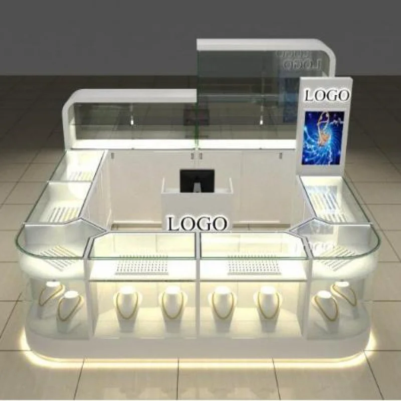 2025customized.Factory Custom Made Retail Jewellery Shop Counter Glass Jewelry Display Showcase Kiosk Design Jewelry Shoppin