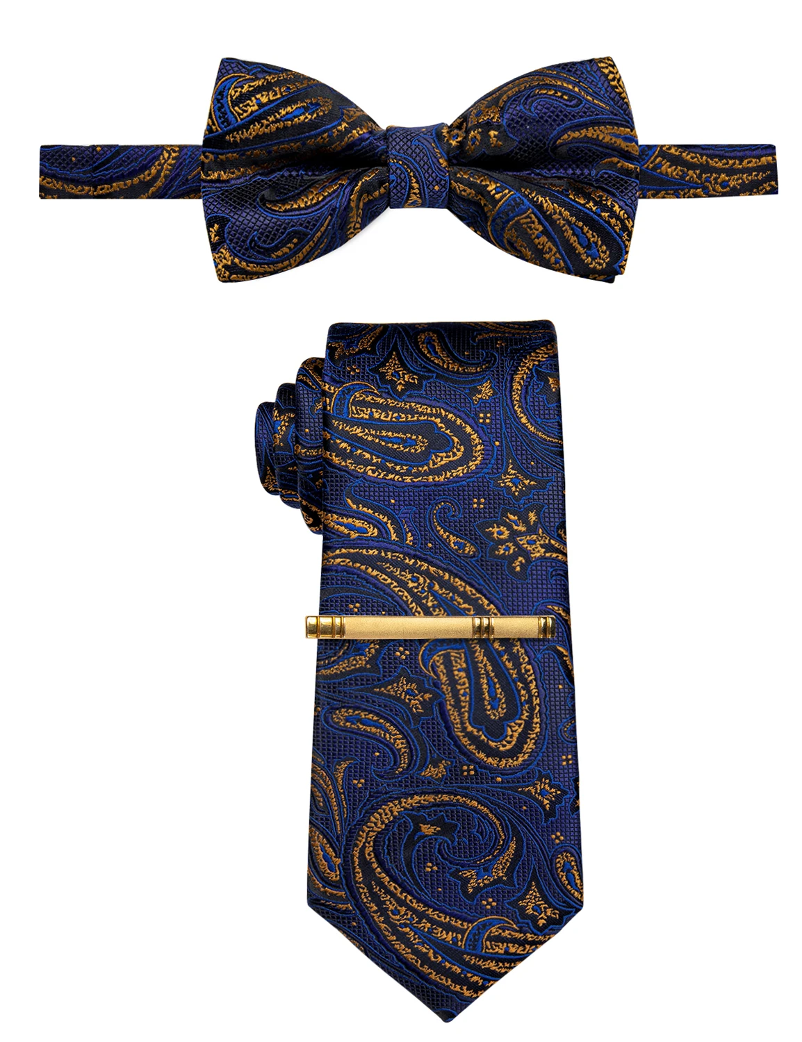 

Novalty Blue Purple Men Shirt Accessories Tie for Wedding Party Gold Paisley Necktie Bowtie Set corbatas para hombre Freeshippin