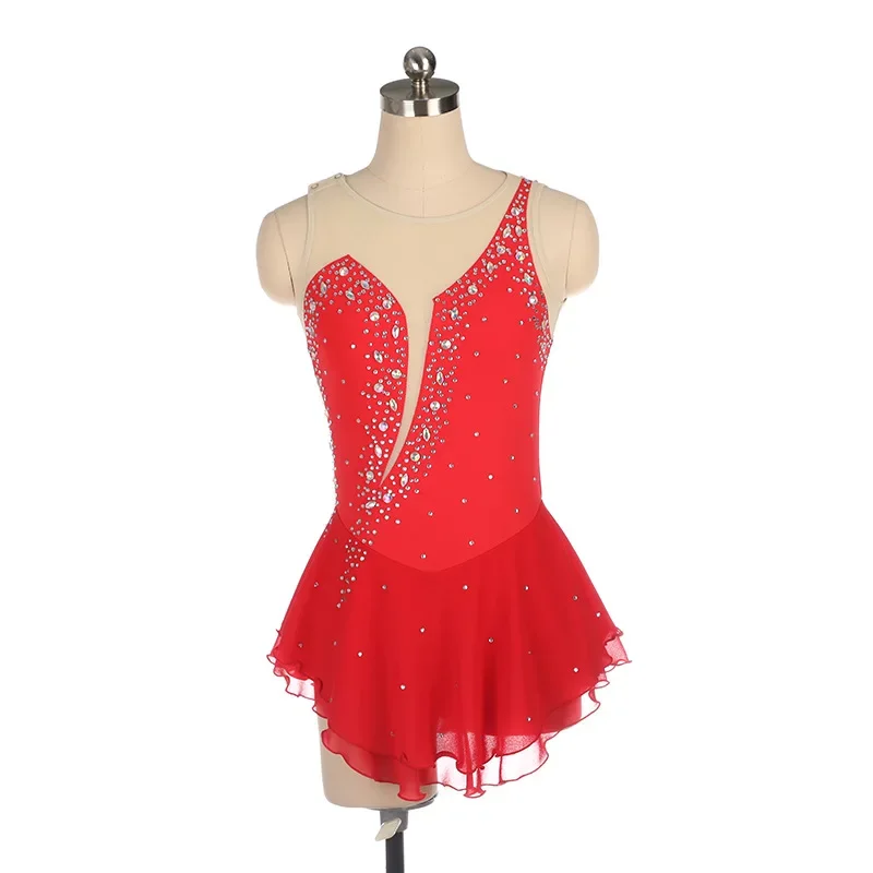 personalizzato bambino adulto pattinaggio di figura costume ragazze prestazioni competizione vestito bianco balletto tuta body da balletto per le donne