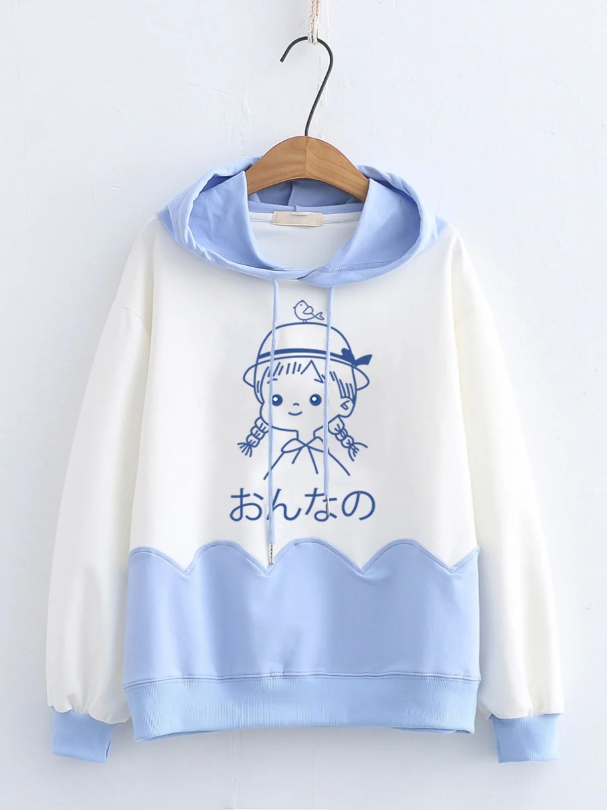 

Spring Autumn Thin Long Sleeve Hoodie Sweet Style Polyester Cotton Blend Comfortable Fit Printed Design for Junior High Schoo...