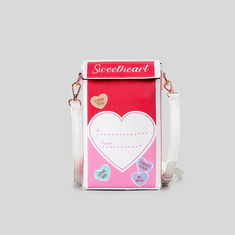 Fashion Love Hearts Pattern Women Shoulder Bags Cute Box Crossbody Bag Funny Novelty Small Phone Purses Lovely Gifts for Girls