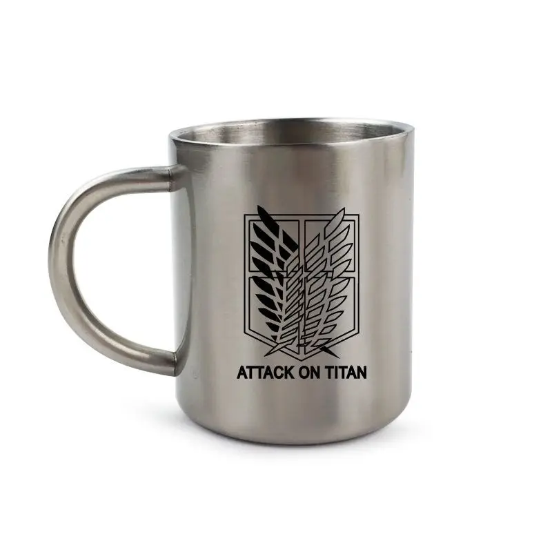 Attack anime giant mugs 2 yuan stainless steel mugs anime water cup freedom wings around