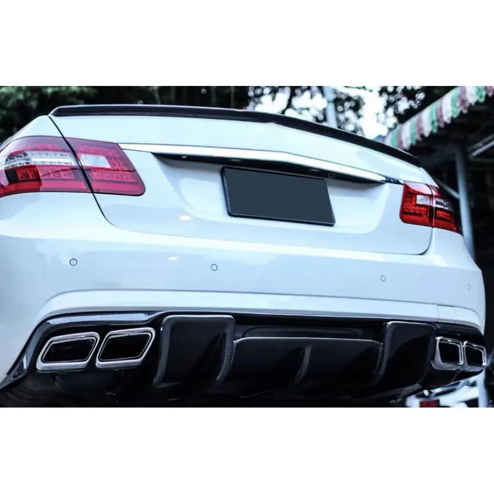 For Mercedes Benz E Class W212 E400 E500 E63 AMG Sport 2011 2012 2013 Rear Bumper Lip Spoiler Diffuser Carbon Fiber Rear Lip