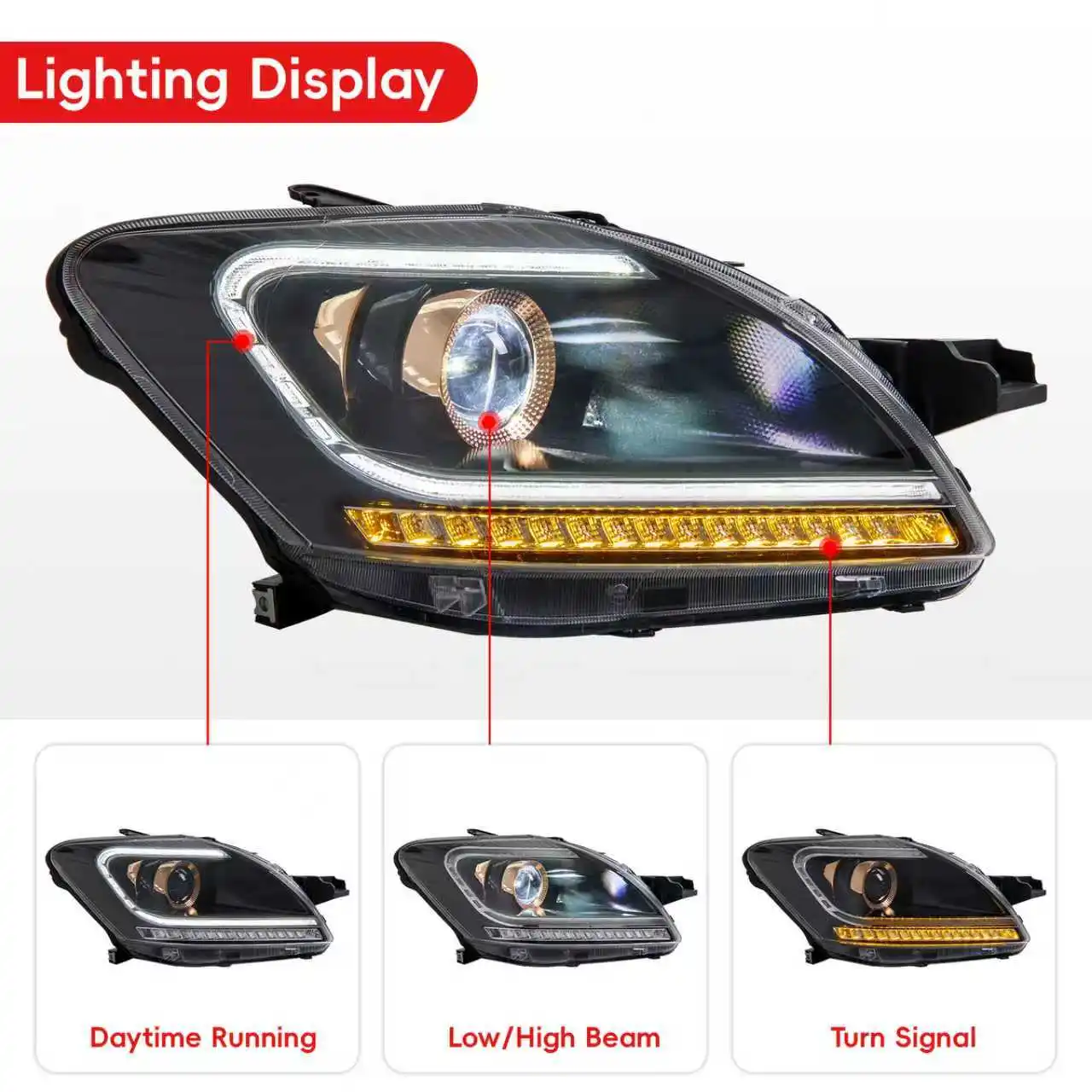 

Upgrade Car Headlights Car Led Headlights Assembly Modified Daytime Running Lights Assembly for Vios 2008