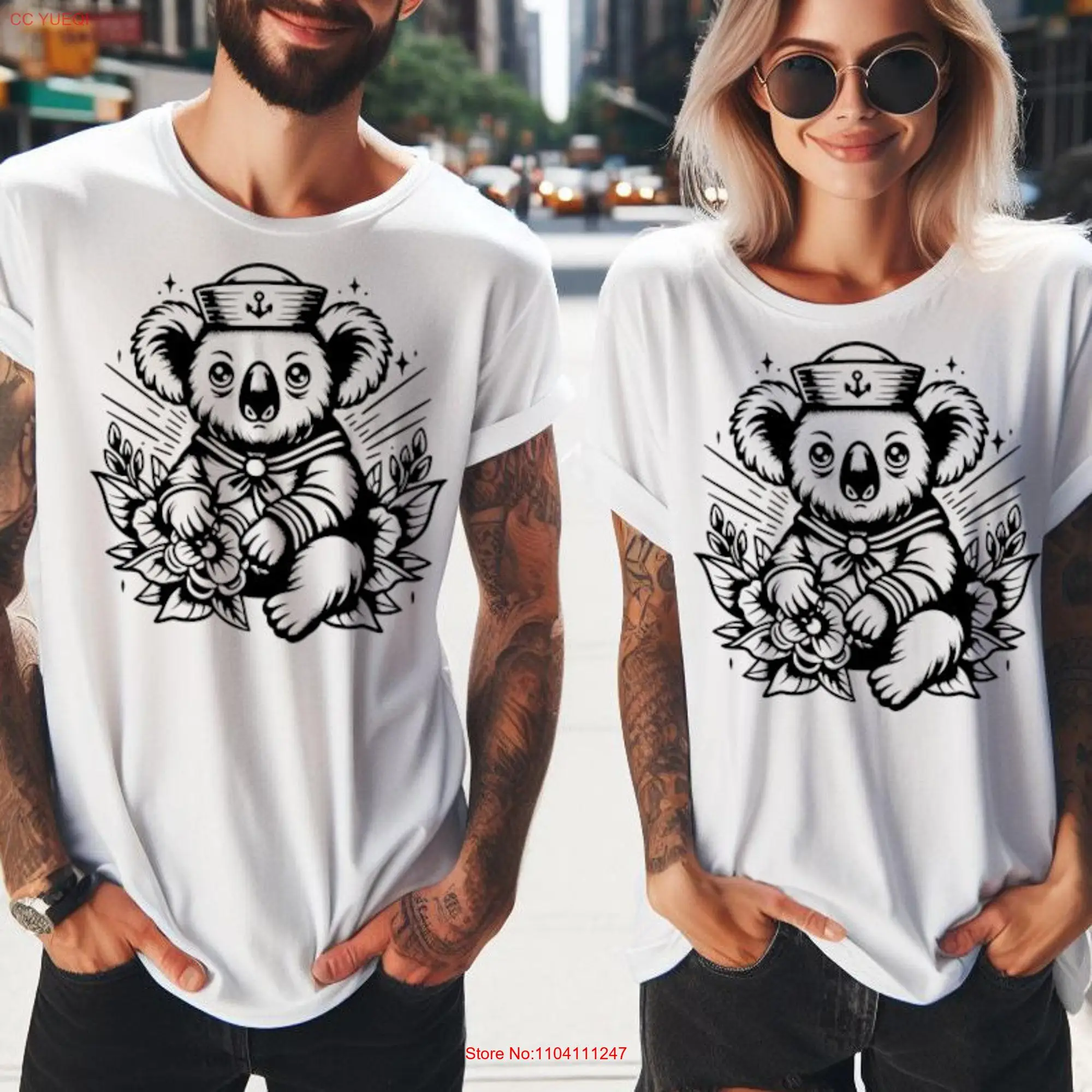 Serious Sailor Koala Bear by TatT T Shirt Original Tattoo Art long or short sleeves