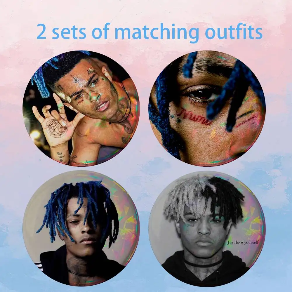 X-XxxtentacionS 2 piece set Badges On Backpack Jacket Cartoon Round Brooches Acrylic Button Pins Collection Gifts