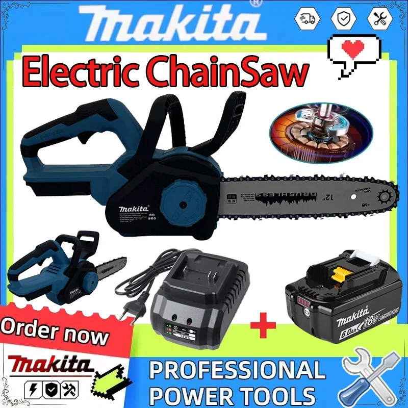 

Аккумуляторная цепная пила Makita с бесщеточным двигателем, литий-ионная, беспроводная, для работы по дереву