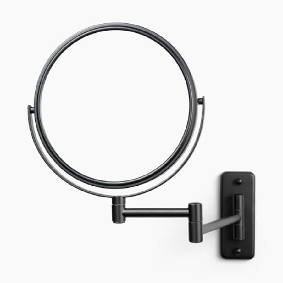 

Wall-Mounted Magnifying Mirror - Bathroom Makeup Mirror with 5X Magnification - 8-Inch Diameter - Black - Model JP7506BK
