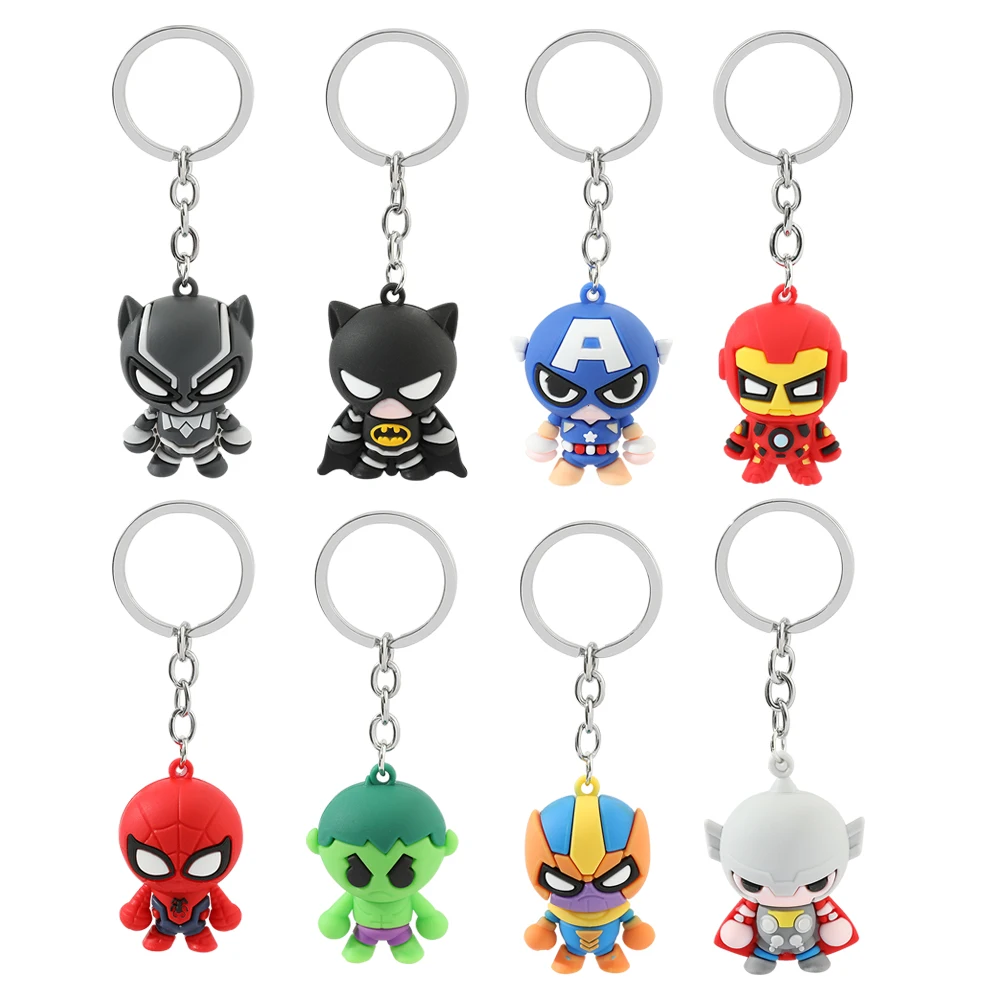 Iron Man Captain America Cartoon Cute Key Holder Keychain Motorcycle Boyfriend Backpack Key Rings Marvel Spiderman Jewelry