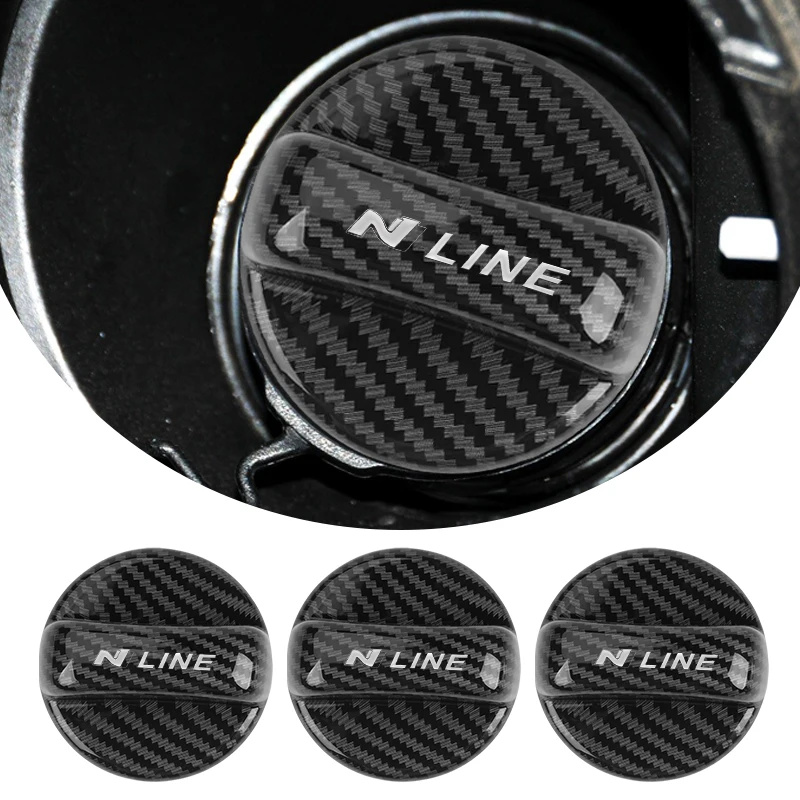 Car Fuel Tank Cap Carbon Fiber Petrol Box Cover Accessories For Hyundai N Line Performance Santa Fe MX5 I20 IX35 I30