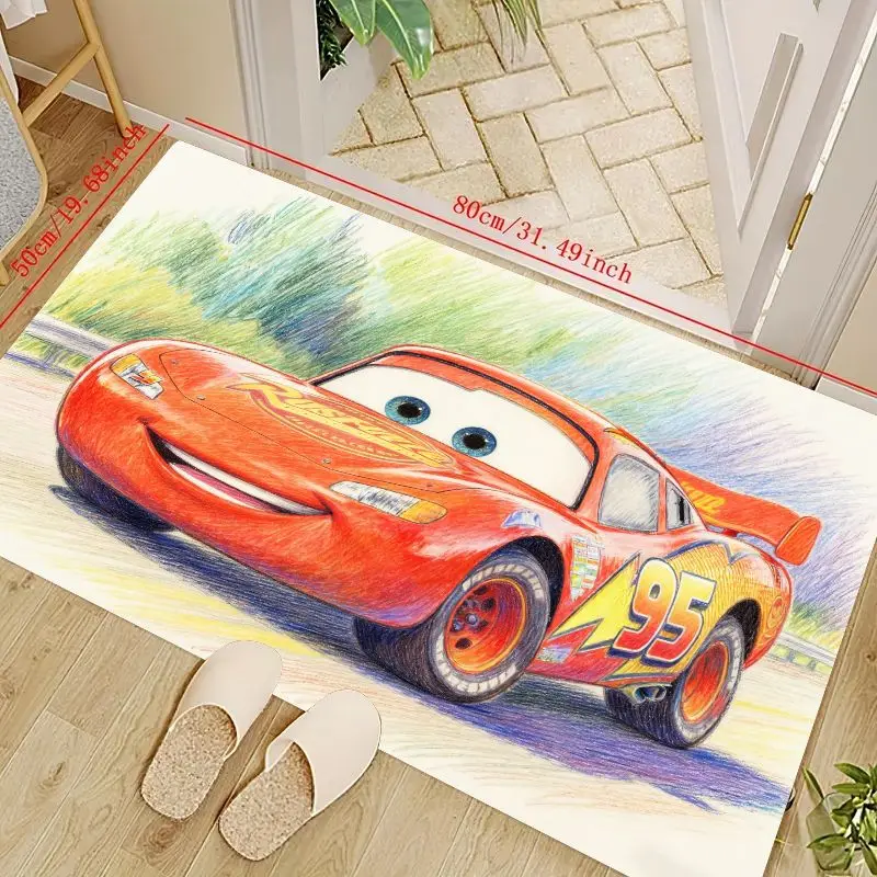 

1PC Disney Pixar Cars Lightning McQueen Cartoon Area Rug 80x50cm/31.5x19.7in, Soft Anti-Slip Floor Mat, Vibrant Children Game Pl