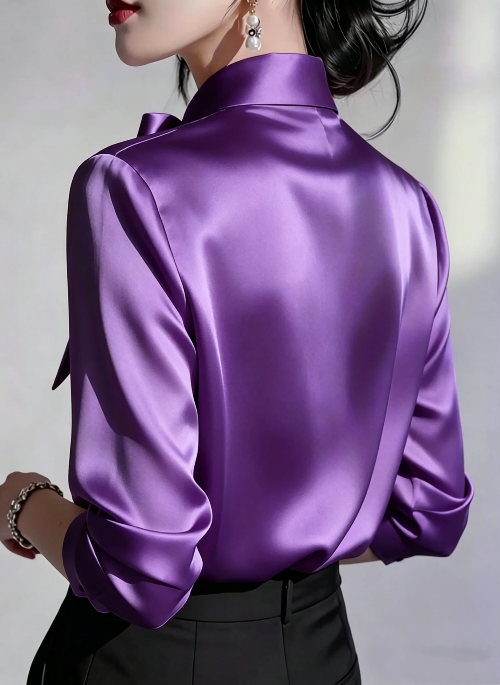 Blusa Feminina de Cetim com Go - Satin Bow Tie avaliação e preço