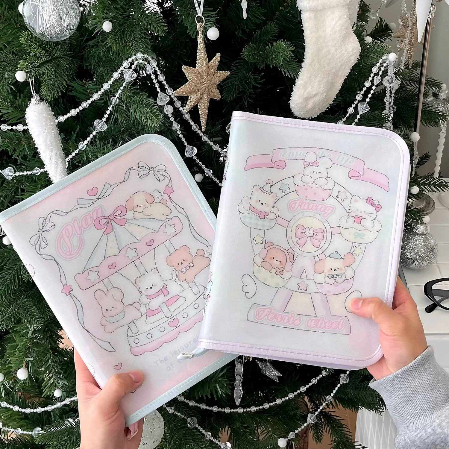 IFFVGX Kawaii A5 سستة الموثق حامل بطاقة الصور Kpop المعبود ألبوم الصور جمع كتاب القرطاسية المدرسية ألبوم الفقرة Fotos پوتوكاروداد باين أكثر