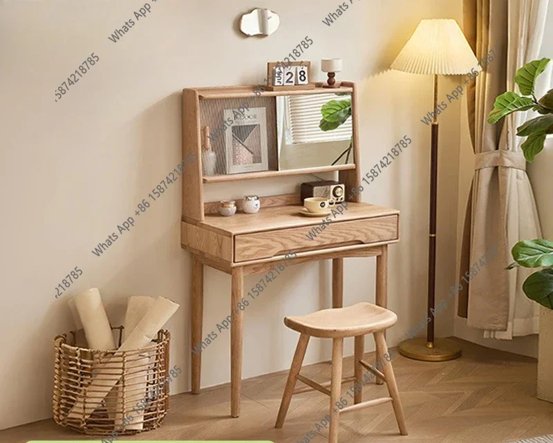 

ART Solid wood dressing table, desk integrated, modern simple bedroom, ash wood dressing table, multi-functional dressing table