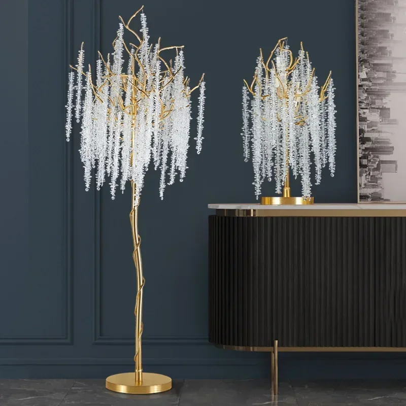 Hot sales Post-Modern Living Room Bedroom Bedside Lamp Light Luxury Floor Lamp Creative Tree Crystal Branch Art Decorative Lamps