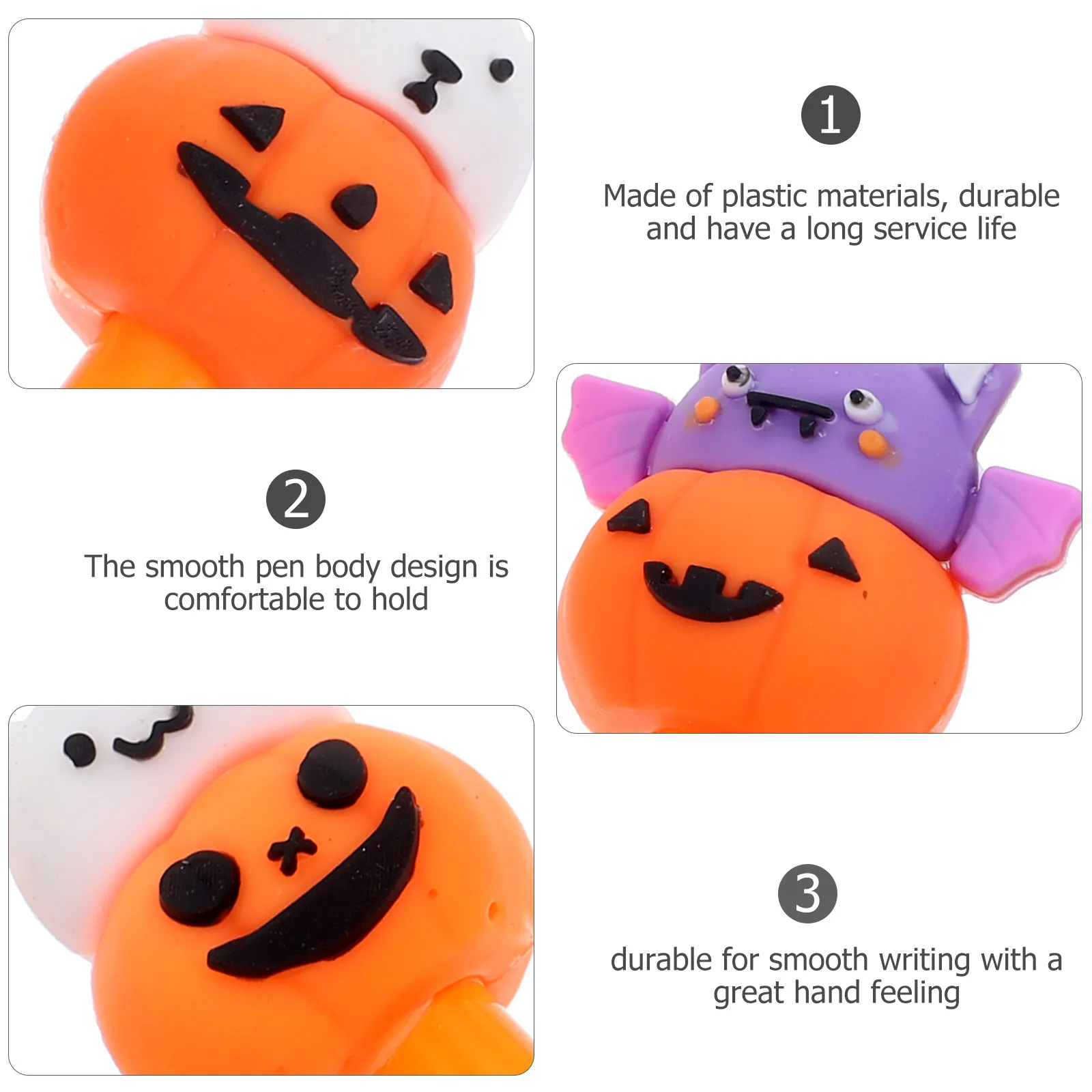 

3Pcs Halloween Pumpkin Decor Pens Kawaii Design Smooth Writing for Note Taking Halloween Pens Pumpkin Decor