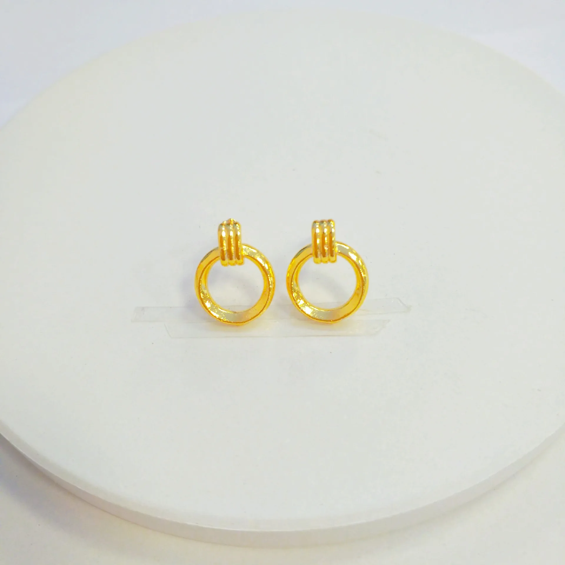 9999 Gold Shop's Geometric Stud Earrings: Minimalist, Sophisticated, Trendy Yellow Gold Jewelry Valentine's Day Gift for Your Gi