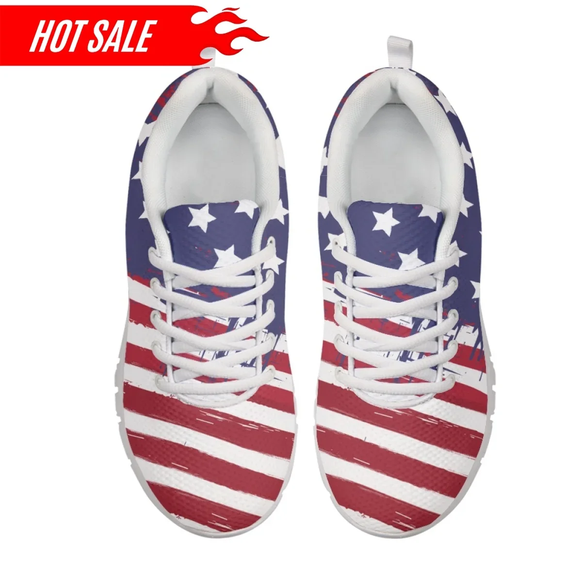 New Style Women's Athletic Shoes Casual Sneakers USA Flag Design Female Casual Flats Shockproof Light Footwear 2023