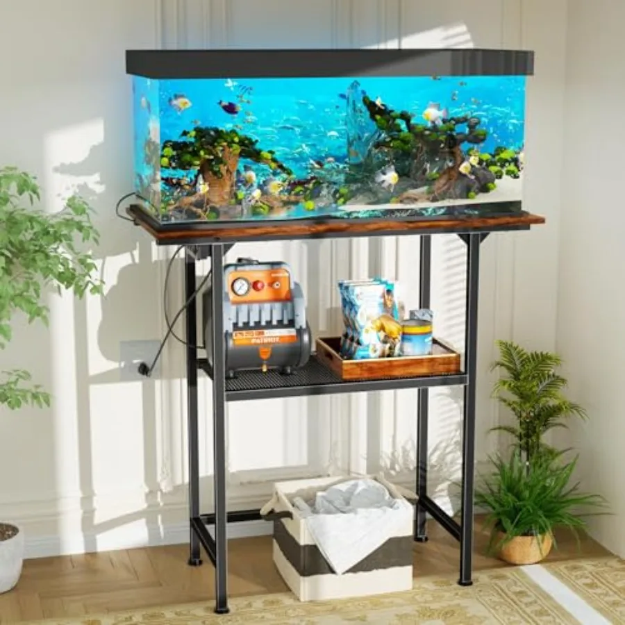 

DALEHMOME Fish Tank Stand 31.5 x 15.7 x 31.5 Inch Aquarium Stand with Power Outlet 2 AC and 2 USB Ports Duty 600LBS Capacity Me