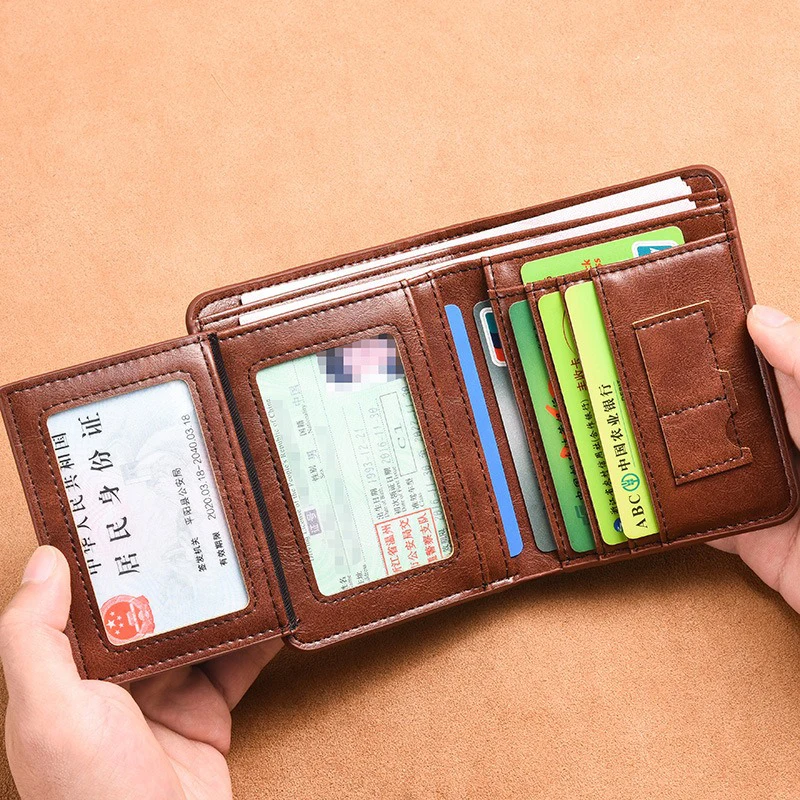 Luksusowy projektant portfel męski PU skórzane etui na karty kredytowe torebka dla mężczyzn portfele z etui na karty torebka damska Carteira Masculina — zdjęcie 3
