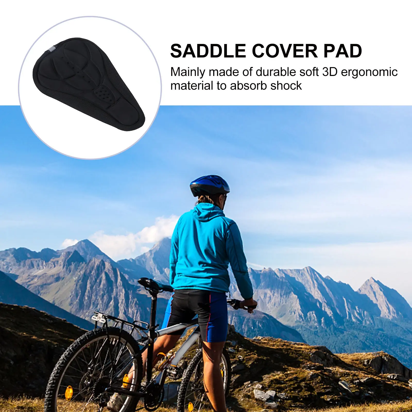 Bike Seat Cover Black 3D Ergonomic Saddle Pad Soft Cushion For Mountain Folding Bikes Non-Slip Breathable Long Ride Comfort
