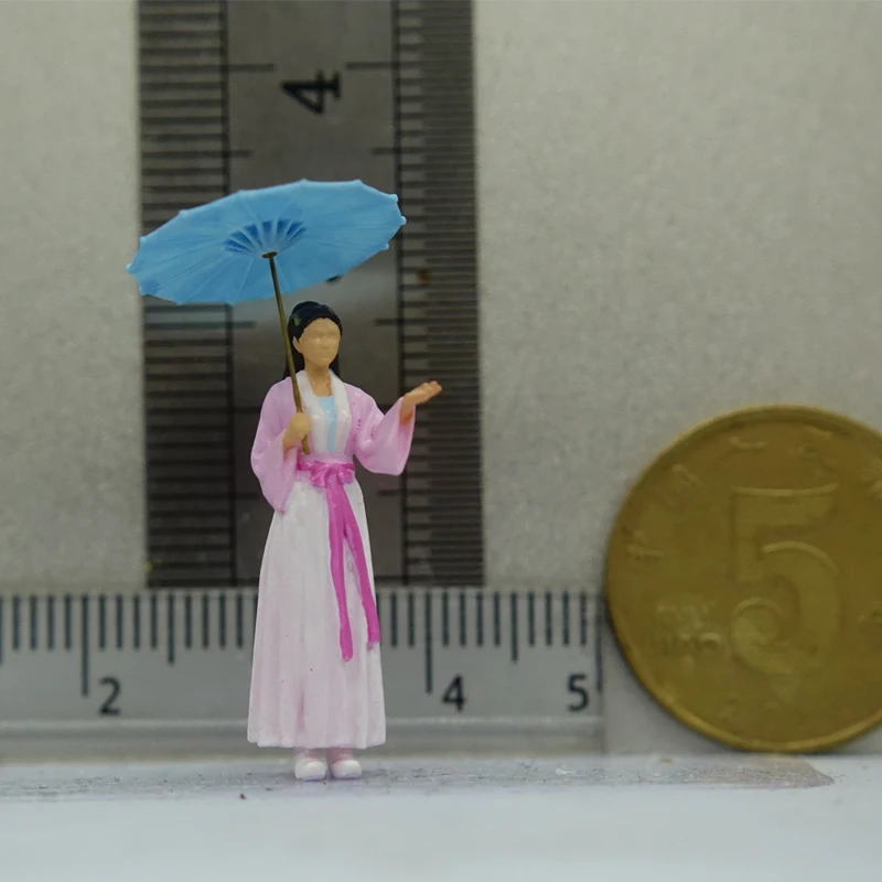 1/64 Scale Ancient Costume Beauty Resin Small Figure Succulent Flower Bonsai Rockery Miniature Landscape Display Piece