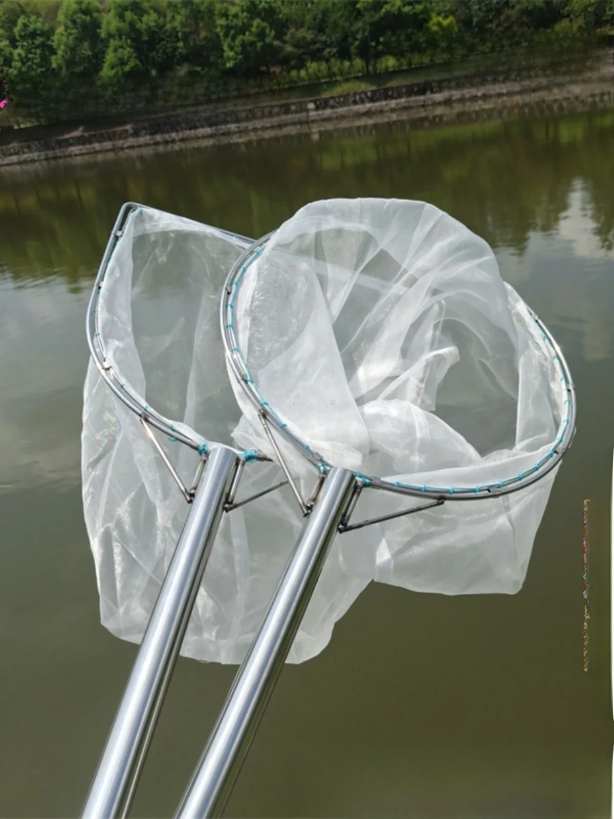 ステンレス鋼一体型フルセットエビ網00メッシュ漁網、ビーチ清掃用魚糞大型物体捕獲網