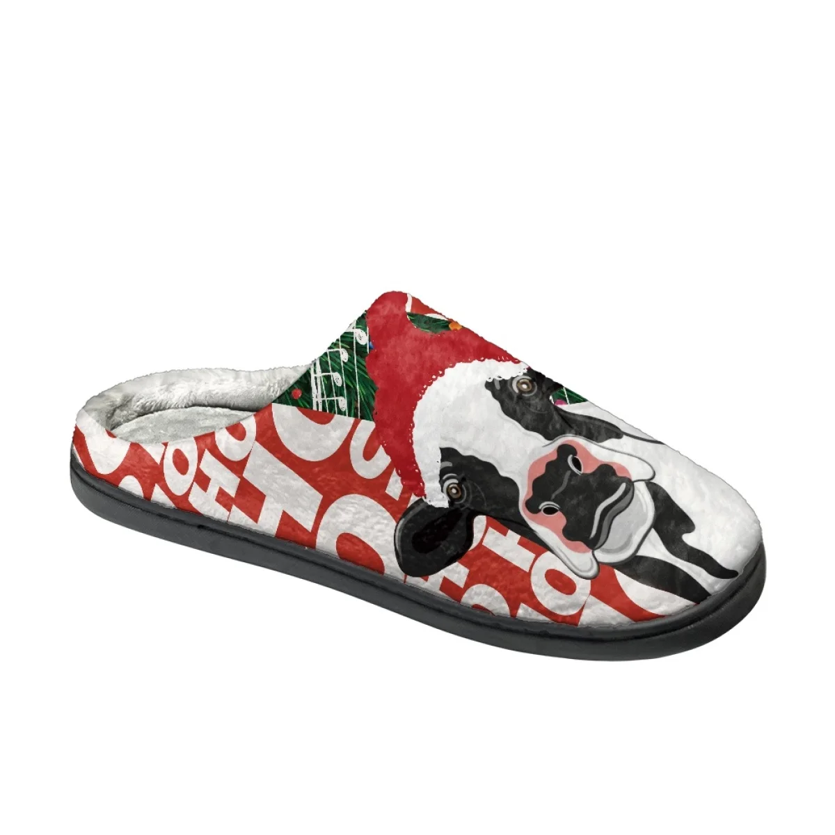 Christmas Dog Design Men Indoor Flats Slippers Winter Warm Couples Comfy Footwear Home Non-Slip Cotton Slippers Print On Demand