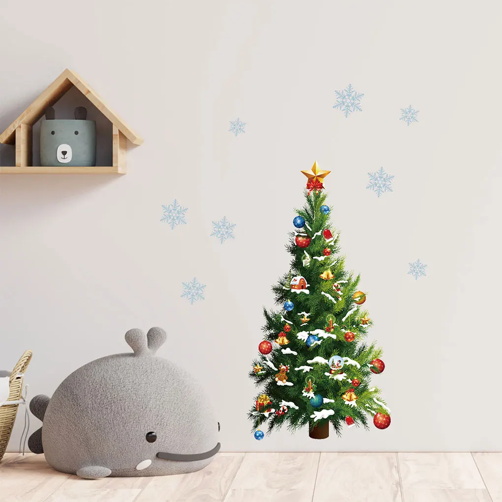 PVC Festive Christmas Tree Wall Decals Easy To Apply Decorations Wide Application Wall Stickers Easy Application