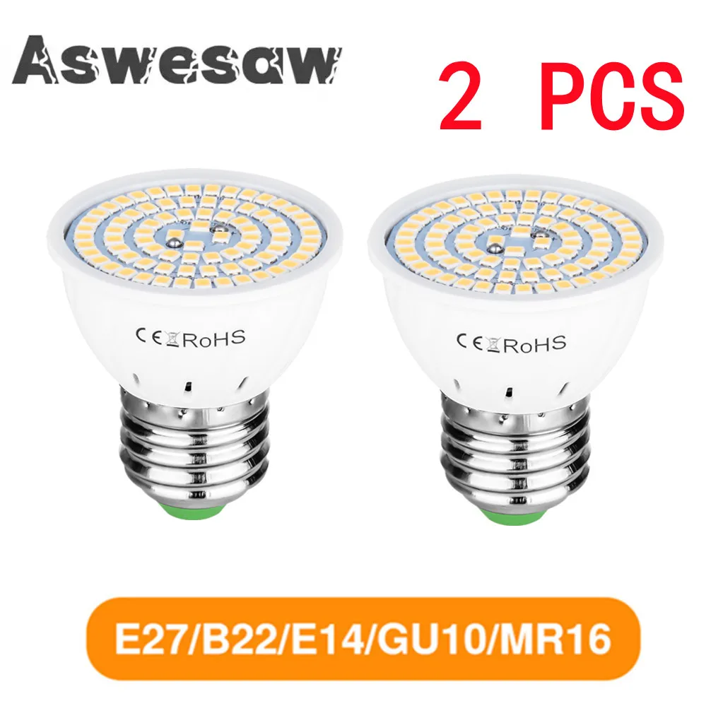 

2pcs GU10 LED E27 Lamp E14 Spotlight Bulb 48 60 80leds lampara 220V GU 10 bombillas led MR16 gu5.3 Lampada Spot light B22