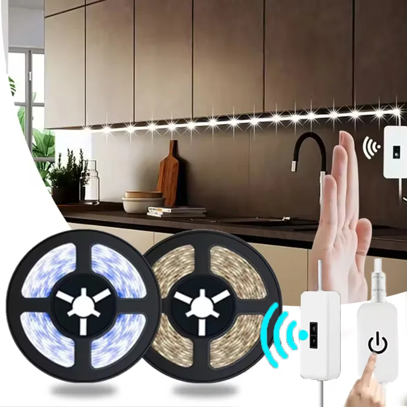

5V USB Flexible LED Strip Light with Hand Sweep Sensor Touch Switch Dimmable Tape Lamp for TV Backlight Mirror Cabinet Lighting