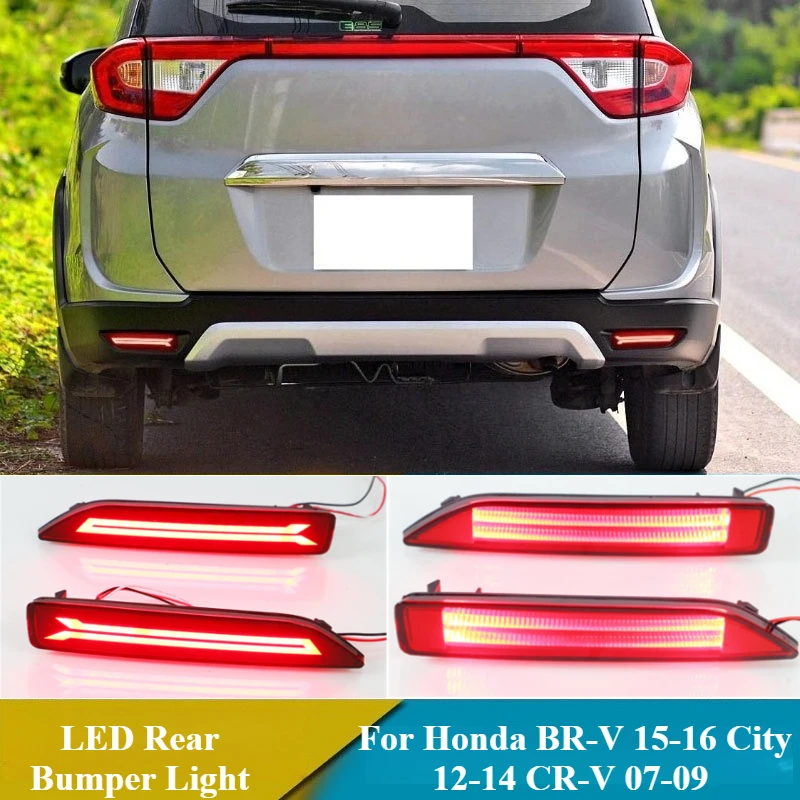 

Для Honda BR-V BRV 15-16 City 12-14 CR-V 07-09 Автомобильный светодиодный фонарь заднего бампера Задний противотуманный фонарь Стоп-сигналы Turn Singal