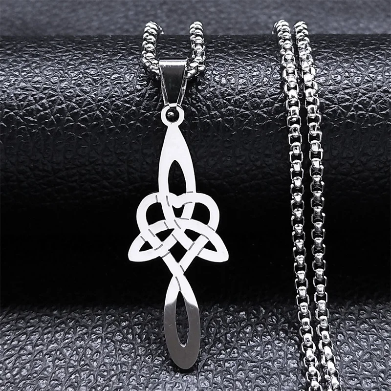 

Witch Trinity Knot Cross Heart Necklace for Women Men Stainless Steel Spiritual Wicca Protection Amulet Jewelry nudo de bruja
