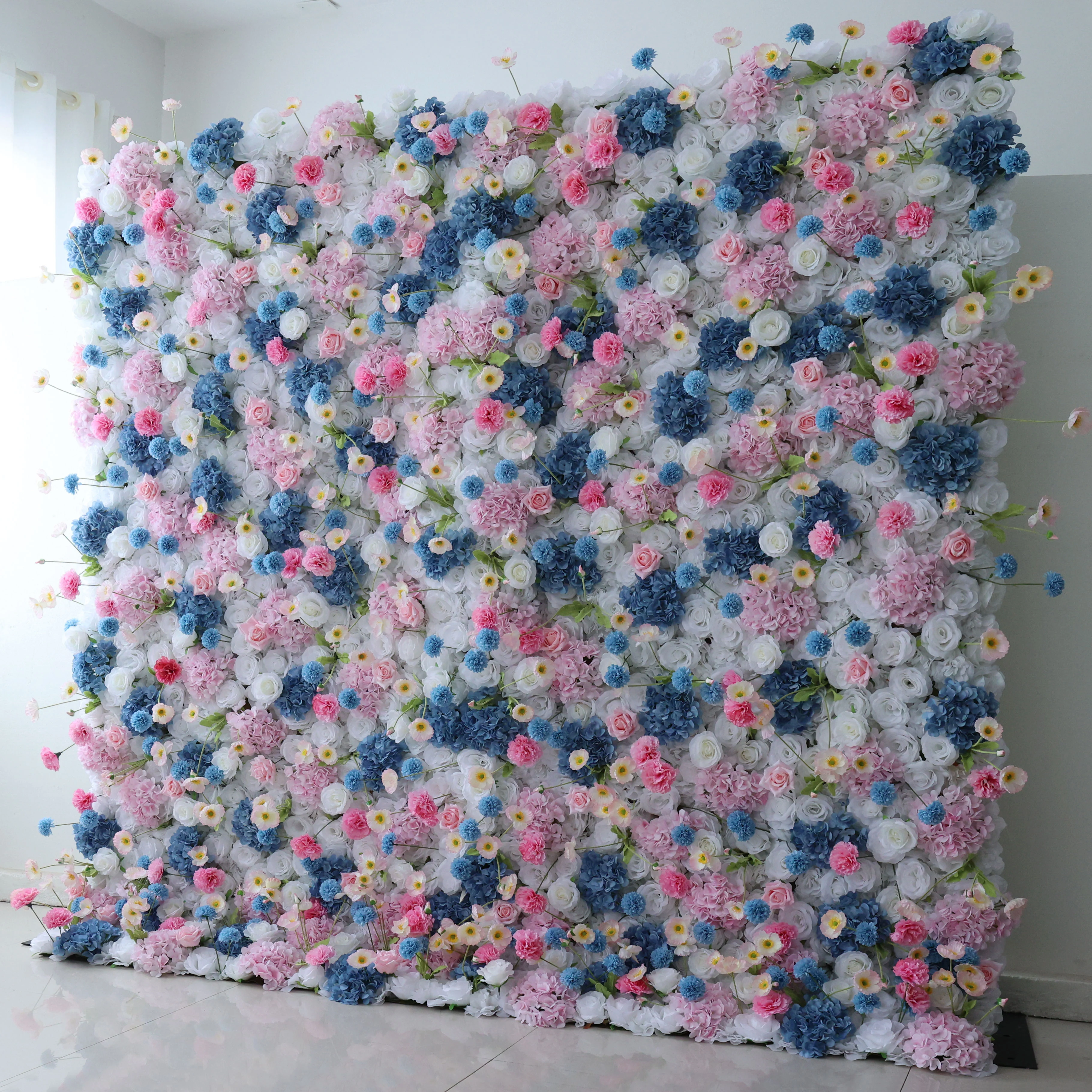 YuLiFlower high quality silk floral panel custom 5D/8D artificial rose flower wall wedding decoration stage background flower