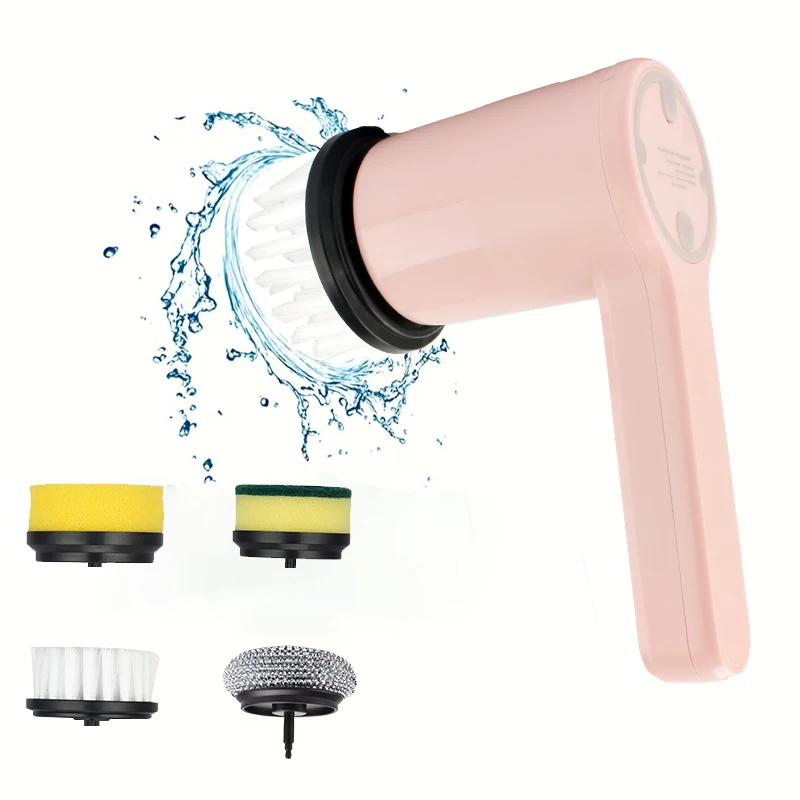 Multifunctional Electric Spin Scrubber Rechargeable with 3 Replaceable Cleaning Brush Heads or Bathroom Kitchen Oven Dish Floor